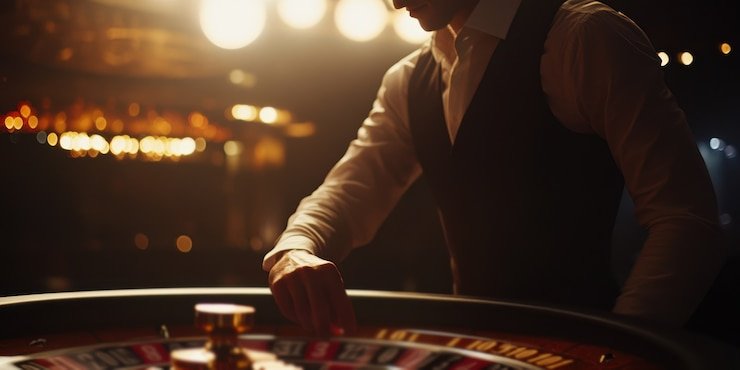 Antarmuka permainan Tarung Mesin merdeka spin menampilkan taruhan, dealer, dan tombol kontrol